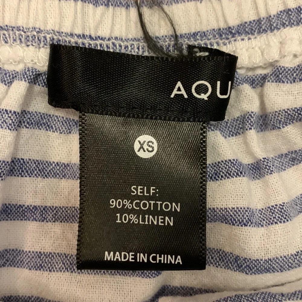 Bloomingdales Aqua Seersucker Off the Shoulder Top - Picture 2 of 2